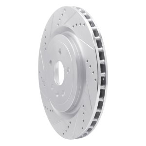 Cadillac CTS Brake Rotor (1) - Rear Left - R1 Concepts - Drilled & Slotted - Silver - `09-`24
